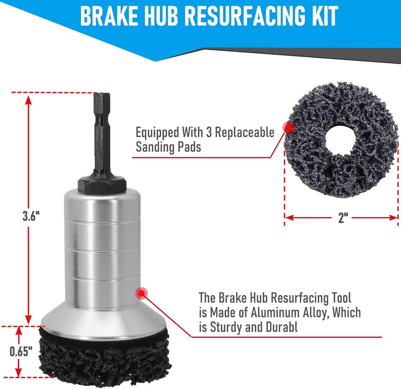 TEOFix Wheel Hub Cleaning Kit,Brake Hub Cleaning Kit Includes 3 Pads,Holder and Adapter,Fits Power Drill or 1/2" Impact Driven Wrenches - Image 2